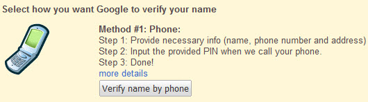 Verify Google Profile by phone